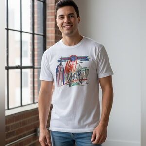SINGLE STITCH Galaxy By Harvic White New York Graphic Tee